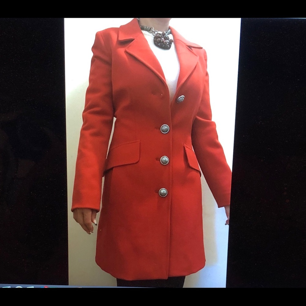 MOSCHINO TRENCH MILITARY COAT RED QUILTED XS ITALY